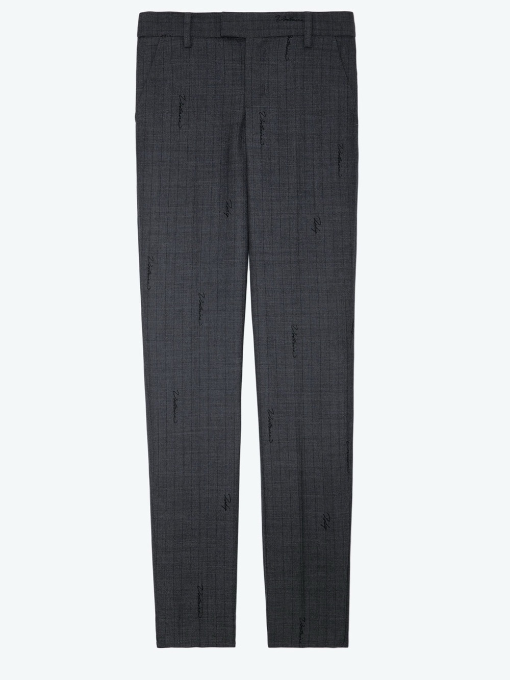 Zadig & Voltaire Prune Zip Stripe Wool Blend Pants Gray Logo Print Size 34 XS
